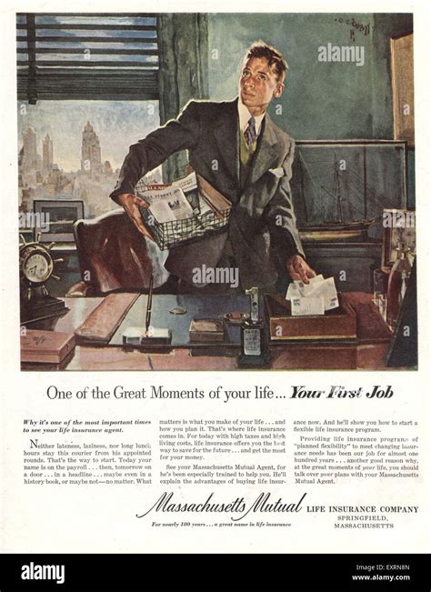 1950S Usa Massachusetts Mutual Life Insurance Company Magazine Advert 1950S Usa Massachusetts Mutual Life Insurance Company Magazine Advert