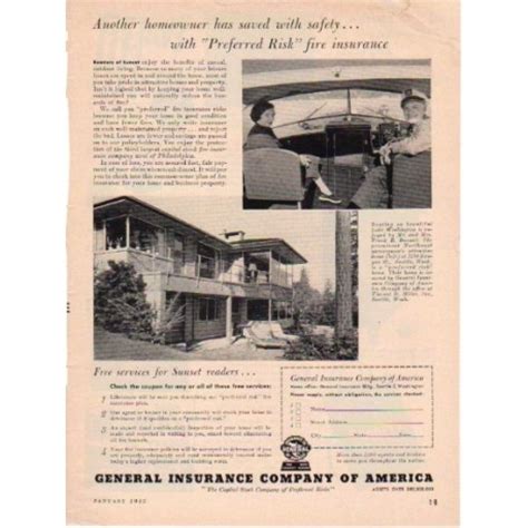 1953 General Insurance Company Of America Ad 1953 General Insurance Company Of America Ad