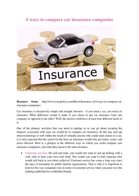 4 Ways To Compare Car Insurance Companies