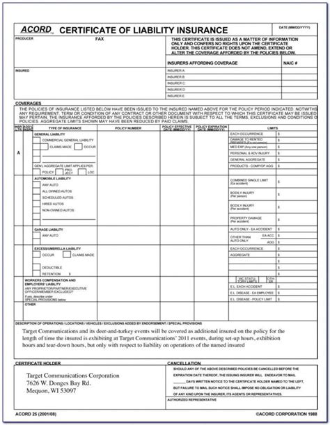 Acord Certificate Of Liability Insurance Template Acord Certificate Of Liability Insurance Template