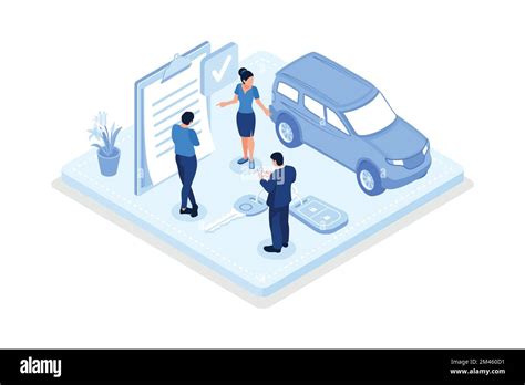 Auto Insurance Character Buying Or Renting Car Isometric Vector Auto Insurance Character Buying Or Renting Car Isometric Vector