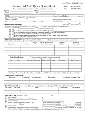 Auto Insurance Quote Sheet Template Pdffiller Auto Insurance Quote Sheet Template Pdffiller