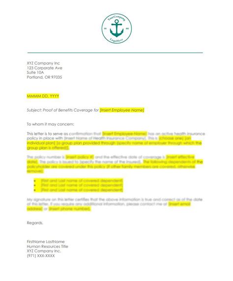 Benefits Proof Of Insurance Coverage Letter Customizable Template For Hr Etsy Benefits Proof Of Insurance Coverage Letter Customizable Template For Hr Etsy