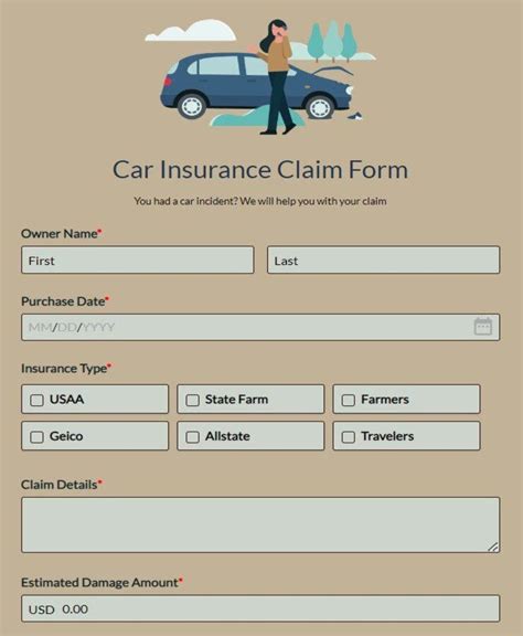 Car Insurance Form Template Online 123Formbuilder Car Insurance Form Template Online 123Formbuilder
