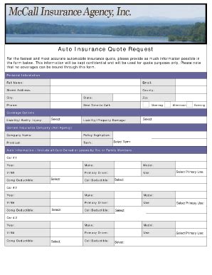 Car Insurance Quotation Fill Online Printable Fillable Blank