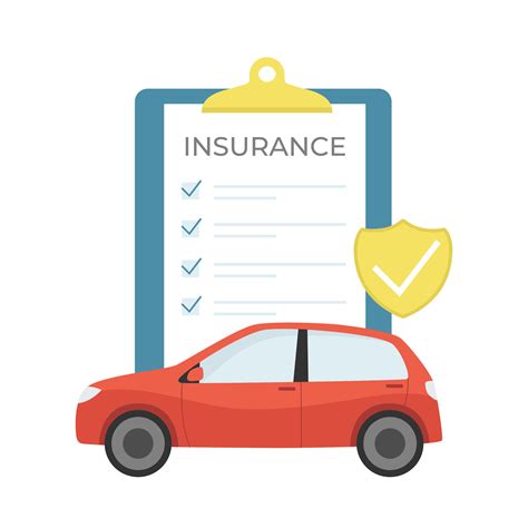 Car Insurence Insurance Document Car And Shield Flat Cartoon Style Car Insurence Insurance Document Car And Shield Flat Cartoon Style