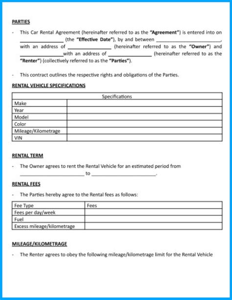 Car Rental Agreement Template Rent Car To Company Agreement Car Rental Agreement Template Rent Car To Company Agreement