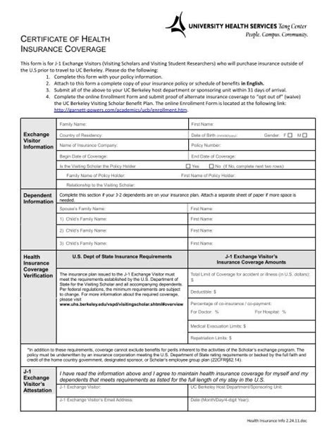 Certificate Of Health Insurance Coverage University Certificate Of Health Insurance Coverage University