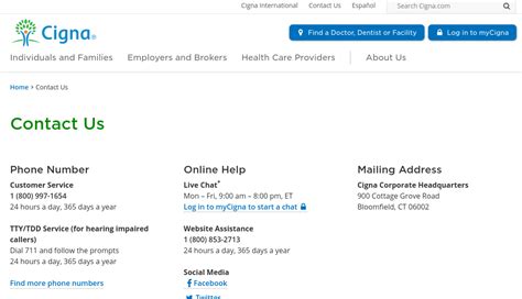 Cigna Insurance Company Address
