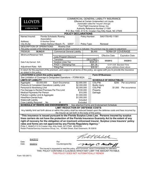 Commercial General Liability Insurance Policy Commercial General Liability Insurance Policy