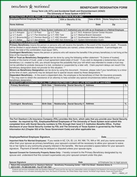 Dearborn National Life Insurance Beneficiary Form Form Resume Claimforms Net Dearborn National Life Insurance Beneficiary Form Form Resume Claimforms Net