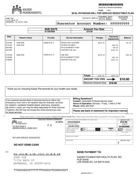 Example Bill For Services Kaiser Permanente Group Health Insurance Example Bill For Services Kaiser Permanente Group Health Insurance