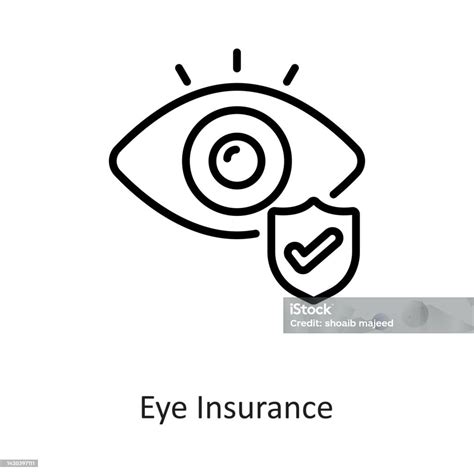 Eye Insurance Outline Vector Icon Design Illustration On White Eye Insurance Outline Vector Icon Design Illustration On White