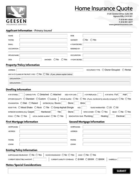 Fillable Online Home Insurance Quote Form Template Fax Email Print Fillable Online Home Insurance Quote Form Template Fax Email Print