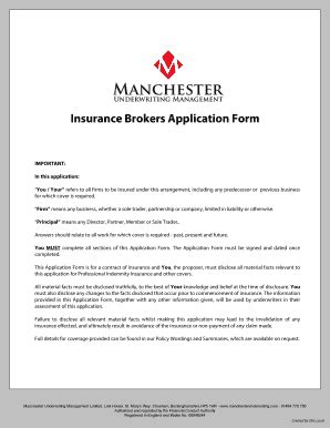 Fillable Online Insurance Brokers Application Form Important In This Fillable Online Insurance Brokers Application Form Important In This