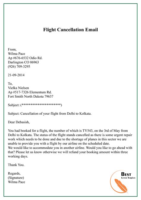 Flight Cancellation Email 01 Best Letter Template Flight Cancellation Email 01 Best Letter Template