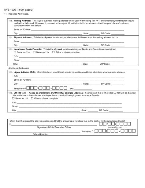 Form Nys 100G Download Printable Pdf Or Fill Online New York State Form Nys 100G Download Printable Pdf Or Fill Online New York State