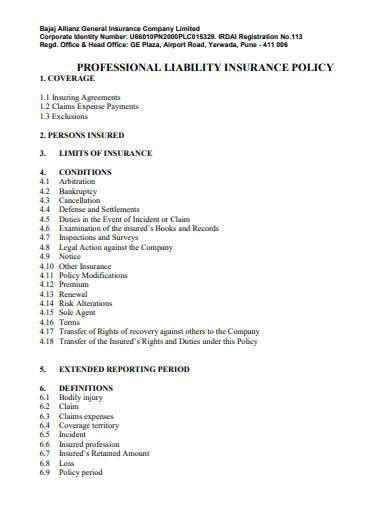 Free 11 Liability Policy Samples Templates In Pdf Ms Word Free 11 Liability Policy Samples Templates In Pdf Ms Word