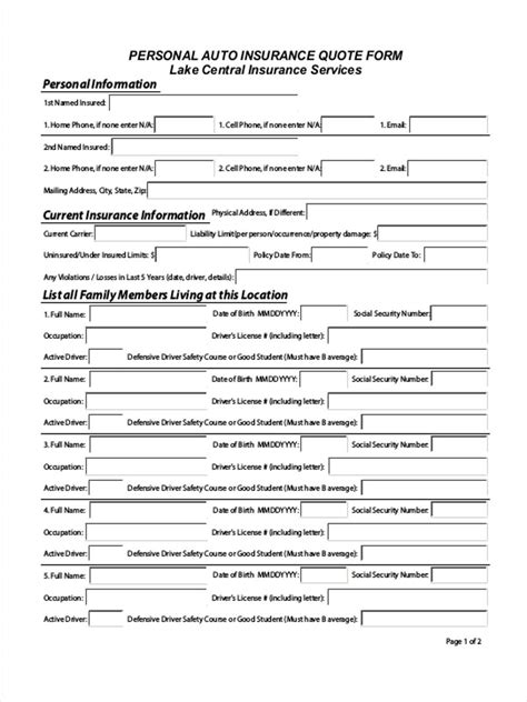 Free 9 Insurance Quote Forms In Pdf Free 9 Insurance Quote Forms In Pdf