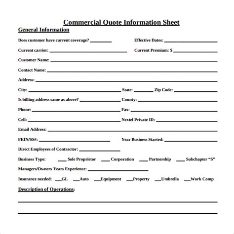 Free 9 Useful Sample Quote Sheet Templates In Pdf Ms Word Free 9 Useful Sample Quote Sheet Templates In Pdf Ms Word