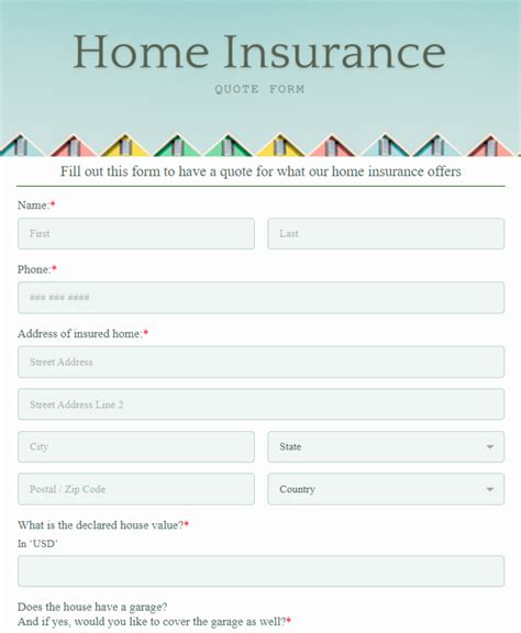 Free Home Insurance Quote Form Template 123Formbuilder Free Home Insurance Quote Form Template 123Formbuilder
