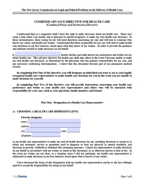Free New Jersey Advance Directive Form Medical Poa Living Will Pdf Free New Jersey Advance Directive Form Medical Poa Living Will Pdf