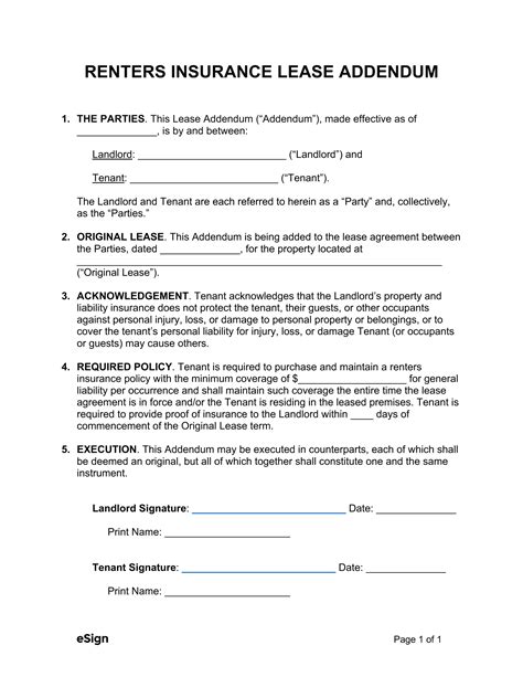 Free Renters Insurance Lease Addendum Pdf Word Free Renters Insurance Lease Addendum Pdf Word