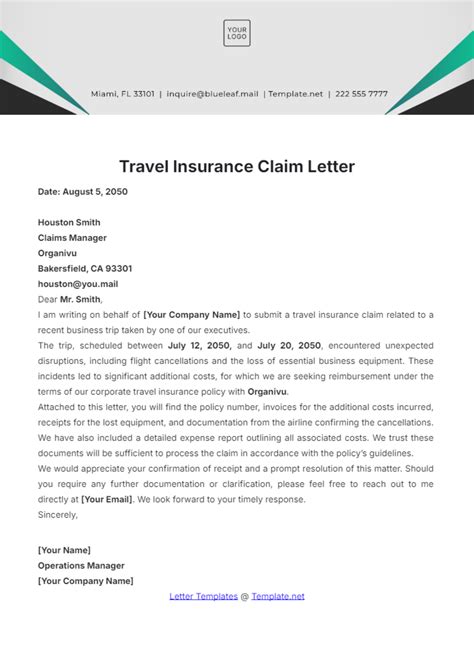 Free Travel Insurance Claim Letter Template To Edit Online Free Travel Insurance Claim Letter Template To Edit Online