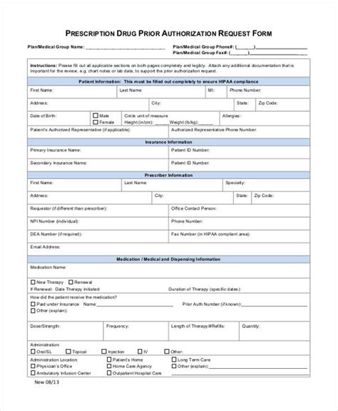 Generic Prior Authorization Form Template Generic Prior Authorization Form Template