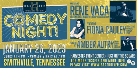 Harvester Presents Comedy Night With Rene Vaca Fiona Cauley Amber Harvester Presents Comedy Night With Rene Vaca Fiona Cauley Amber
