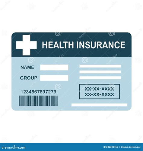 Health Insurance Card Flat Design On White Background Medical Health Insurance Card Flat Design On White Background Medical