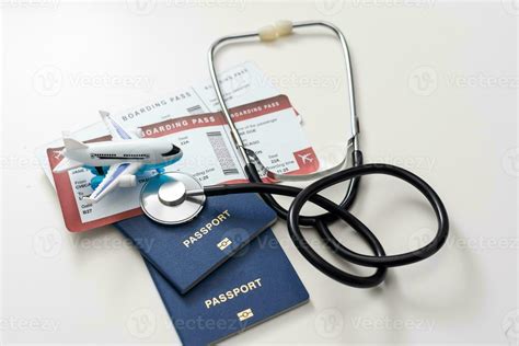 Health Insurance In Travel Concept Medical Care Abroad Stethoscope Health Insurance In Travel Concept Medical Care Abroad Stethoscope