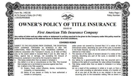 Home Title Insurance Policy Home Title Insurance Policy