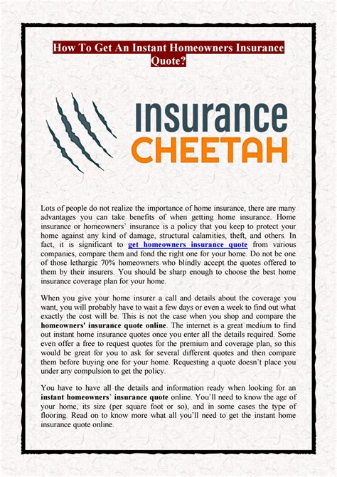 How To Get An Instant Homeowners Insurance Quote By Insurancecheetahus How To Get An Instant Homeowners Insurance Quote By Insurancecheetahus