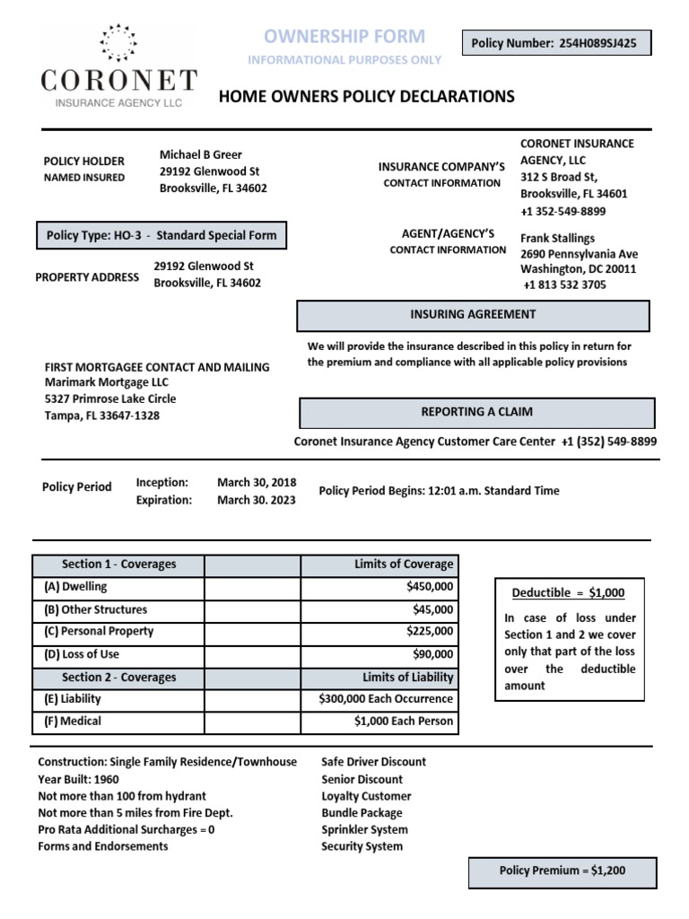 How To Read A Homeowners Declaration Page With Sample Clearsurance How To Read A Homeowners Declaration Page With Sample Clearsurance