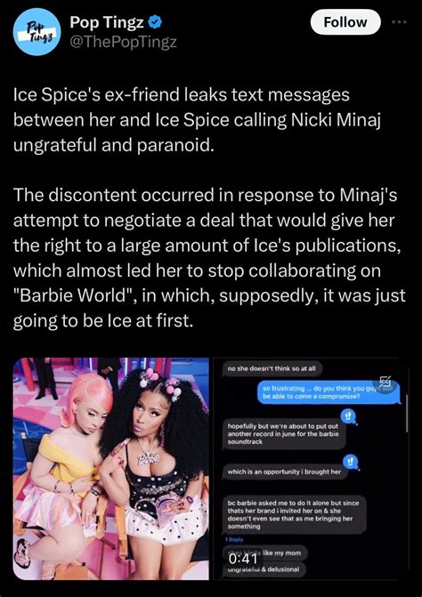 Ice Spice S Ex Friend Leaks Text Messages Between Her And Ice Spice Ice Spice S Ex Friend Leaks Text Messages Between Her And Ice Spice