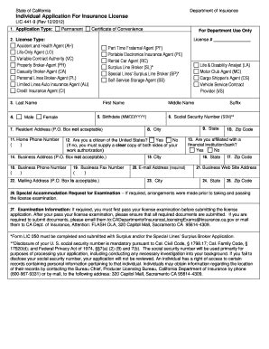 Individual Application For Insurance License California Department Individual Application For Insurance License California Department