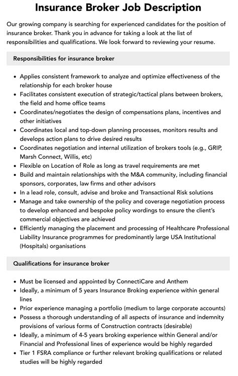 Insurance Broker Job Description Velvet Jobs Insurance Broker Job Description Velvet Jobs