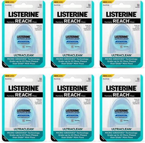 Listerine Ultraclean Dental Floss Oral Care Mint 6 Pk Of 30 Yd Each Listerine Ultraclean Dental Floss Oral Care Mint 6 Pk Of 30 Yd Each