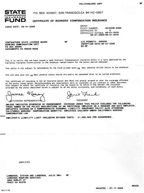 Lrs Certificate Of Workers Comp Insurance Lrs Certificate Of Workers Comp Insurance