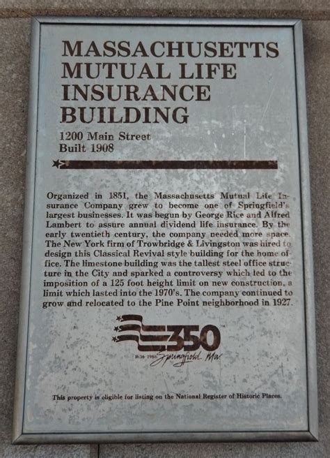 Massachusetts Mutual Life Insurance Building Historical Marker Massachusetts Mutual Life Insurance Building Historical Marker