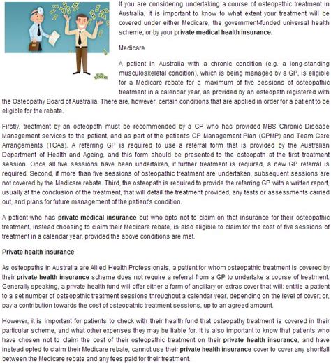 Medicare Rebates And Private Health Insurance Cover For Osteopathic Medicare Rebates And Private Health Insurance Cover For Osteopathic