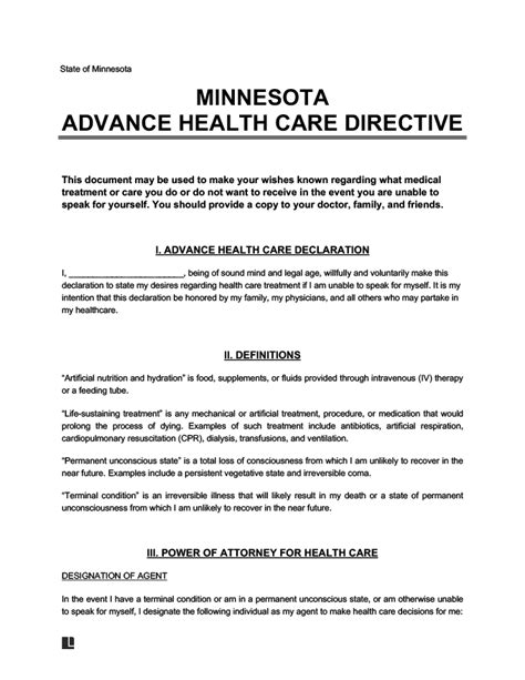 Minnesota Health Care Directive Form Printable Pdf Download Minnesota Health Care Directive Form Printable Pdf Download