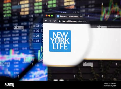 New York Life Insurance Company Logo On A Website With Blurry Stock New York Life Insurance Company Logo On A Website With Blurry Stock