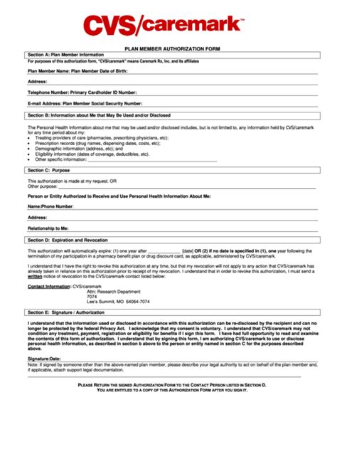 Plan Member Authorization Form Cvs Caremark Printable Pdf Download Plan Member Authorization Form Cvs Caremark Printable Pdf Download