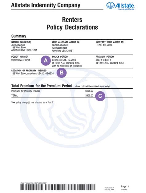 Policy Declarations Renters Insurance Made Simple Allstate