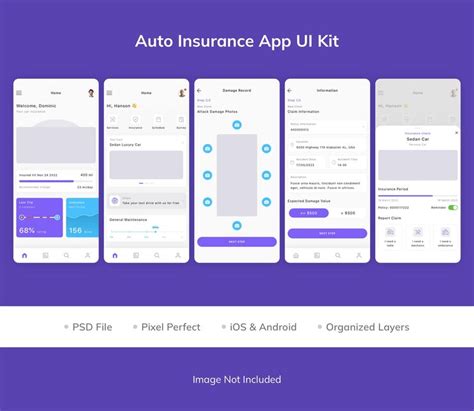 Premium Psd Auto Insurance App Ui Kit Premium Psd Auto Insurance App Ui Kit