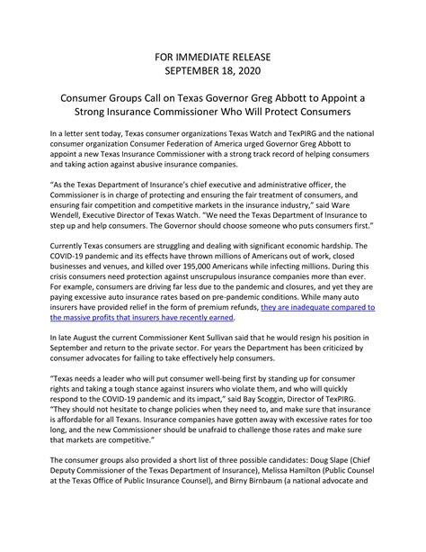 Press Release New Texas Insurance Commissioner Pdf Docdroid Press Release New Texas Insurance Commissioner Pdf Docdroid