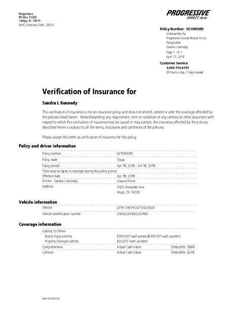 Progressive Insurance Policy