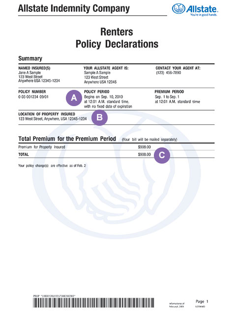 Renters Insurance Policy Declarations Allstate Renters Insurance Policy Declarations Allstate